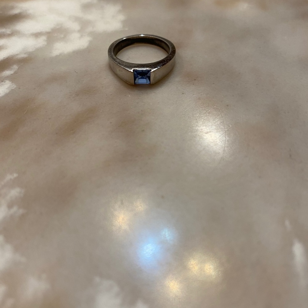 Sterling silver pinky ring with topaz